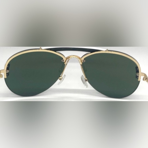 White/Gold Metal Frame Dark Lens Sunglasses Outdoor Coastal Beach Classic Boho - Picture 4 of 15